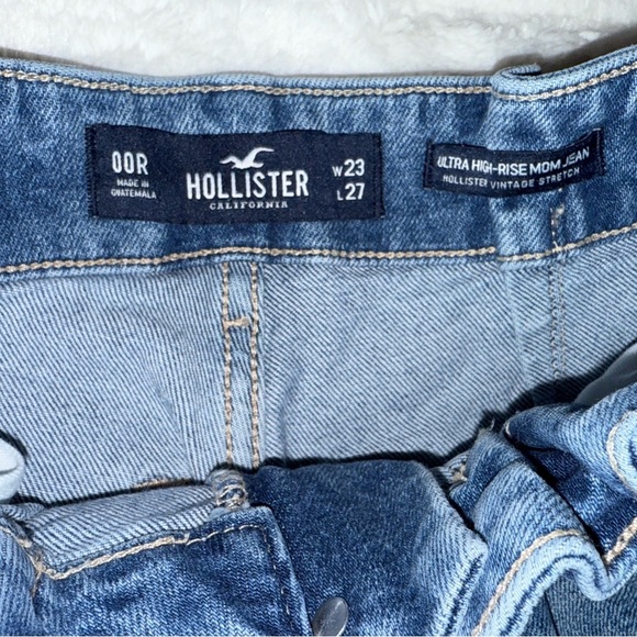 Hollister Ultra High Rise Mom Jean Womens Jeans Size 00R Blue Vintage Stretch - Picture 2 of 7